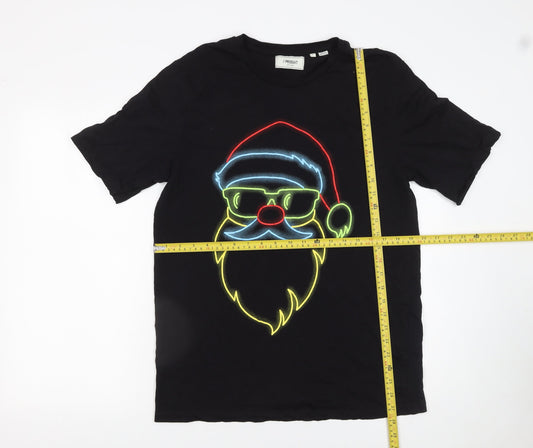PRODUKT Men's Black Christmas Santa Graphic Cotton T-Shirt Size L