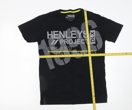 Henleys Project DLX Men's Black Graphic Print Cotton T-Shirt Size M