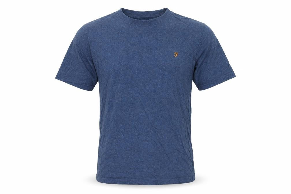 Farah Men's Blue Organic Cotton Short Sleeve Crew Neck T-Shirt Size S