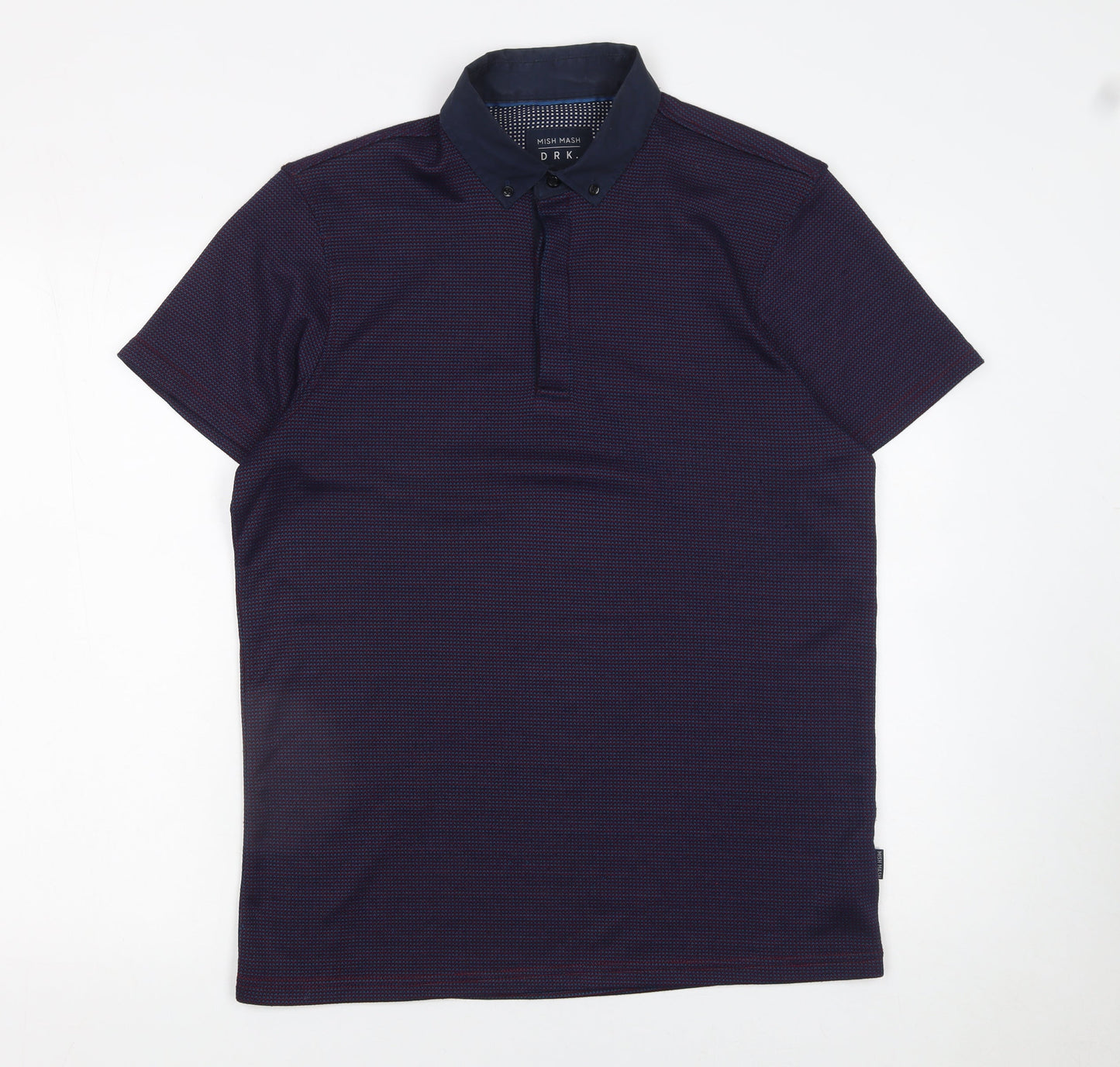 Mish Mash Men’s Blue Geometric Polo Shirt Size L Button Collar