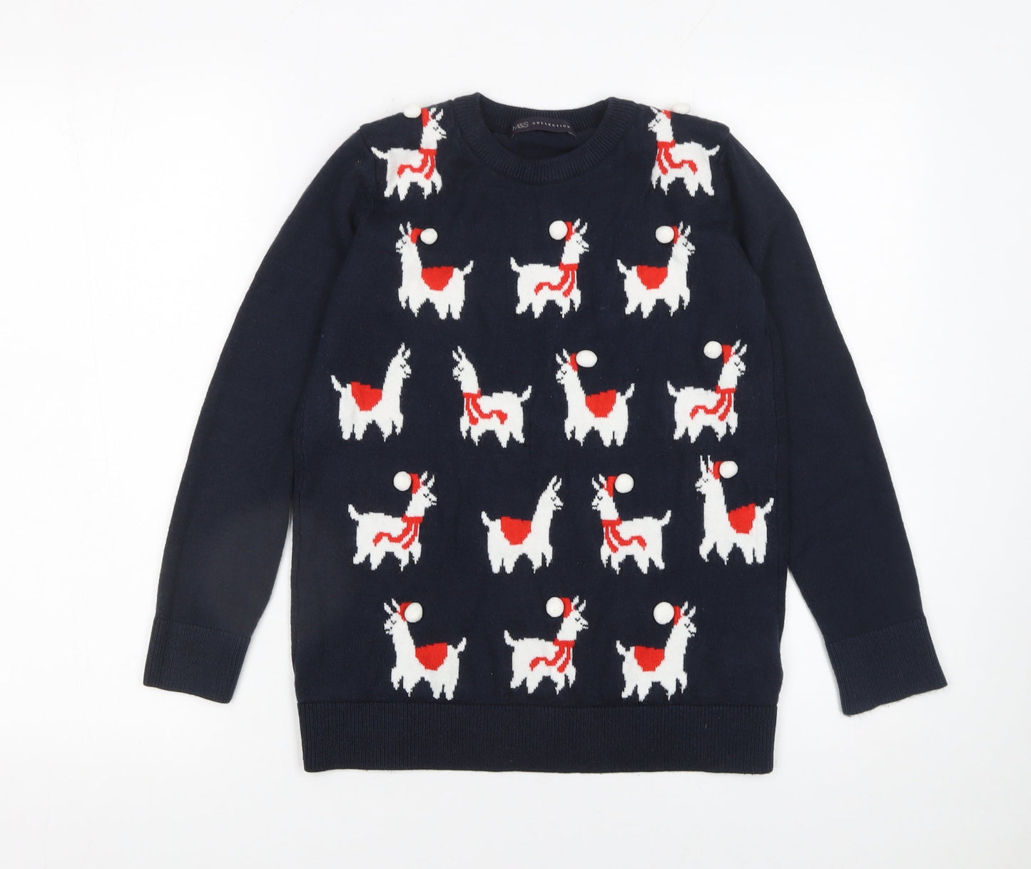 Marks and Spencer Womens Blue Small Llama Christmas Jumper