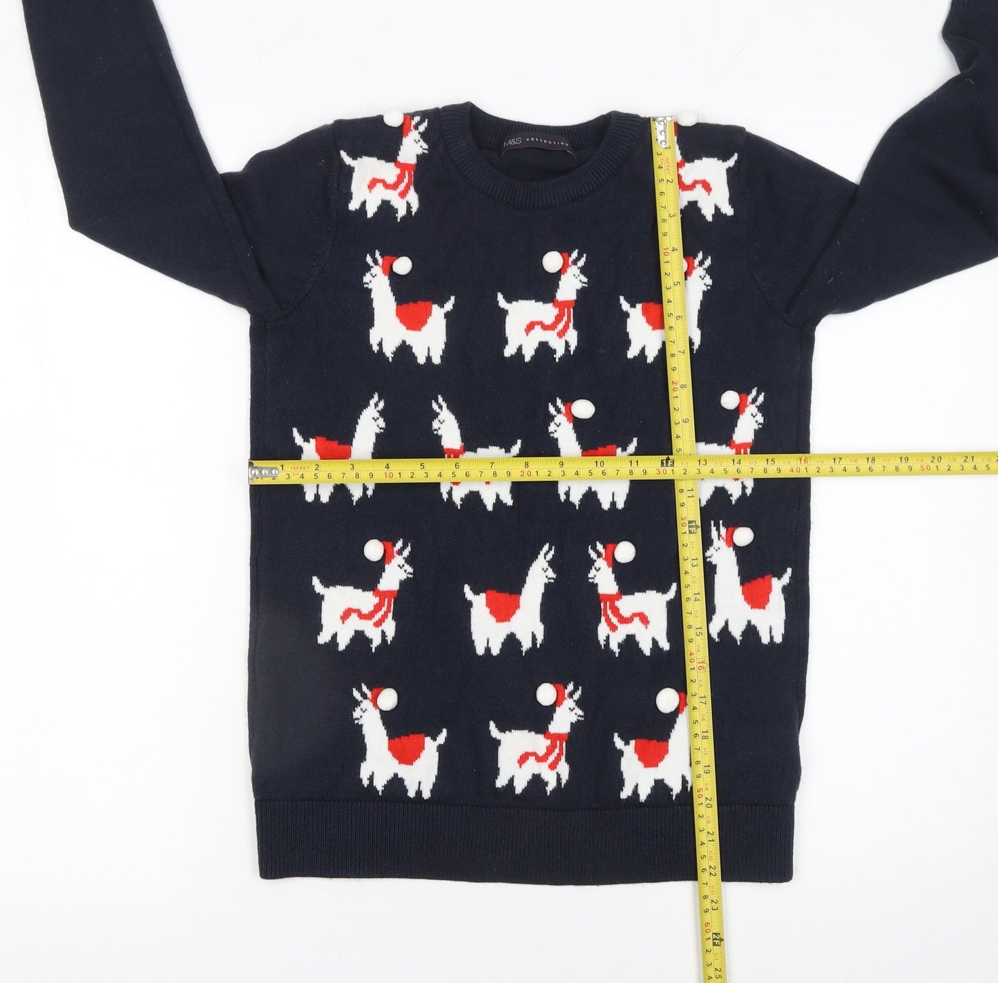 Marks and Spencer Womens Blue Small Llama Christmas Jumper