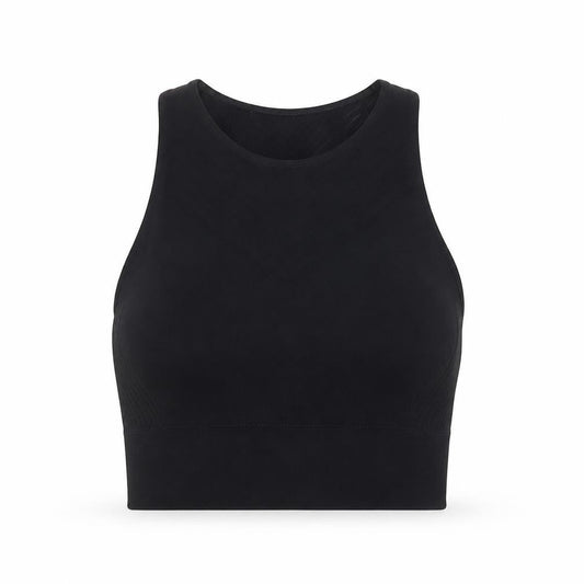 Adidas Womens Black High Neck Racerback Cropped Tank Top Size 16-18