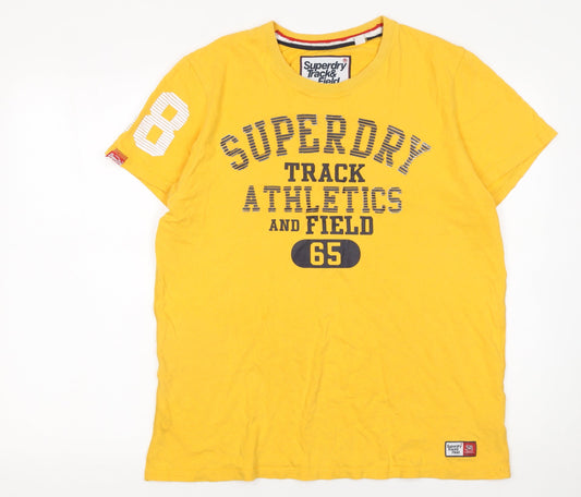 Superdry Men’s Yellow Track & Field Graphic Cotton T-Shirt L