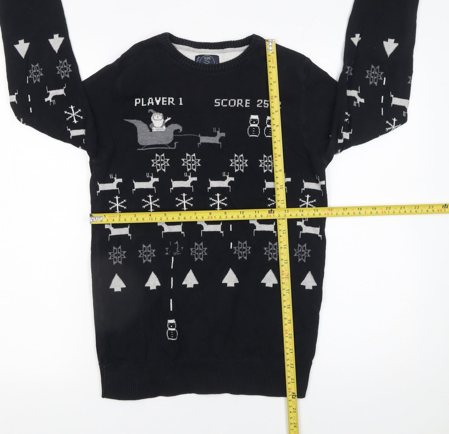Next Boys Black 14 Years Cotton Christmas Jumper Game Over Design