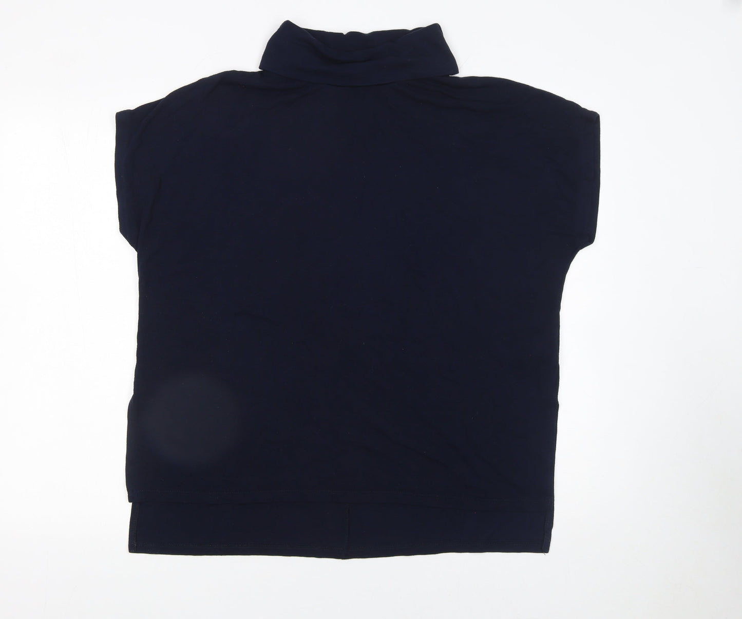 Warehouse Women’s Blue Roll Neck Short Sleeve T-Shirt Size 12