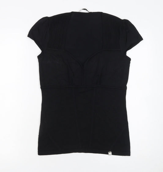 Karen Millen Women's Black Fitted Jersey Blouse Size 4