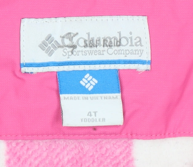 Columbia Girls Pink Hooded Puffer Jacket 4 Years Waterproof Winter Coat