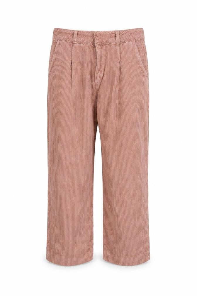 Front view of BDG Urban Outfitters women’s pink corduroy cropped trousers, size S