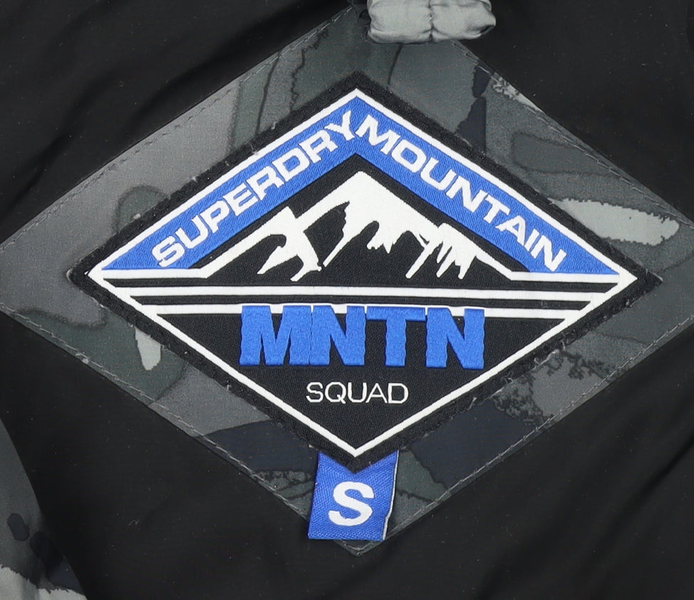 Superdry Men's Blue Camo Hooded Puffer Jacket Size S