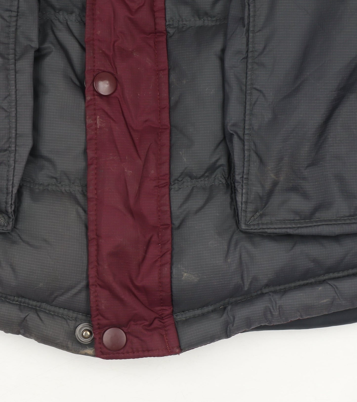 Adidas Mens Burgundy & Grey Hooded Puffer Jacket Size M Winter Coat