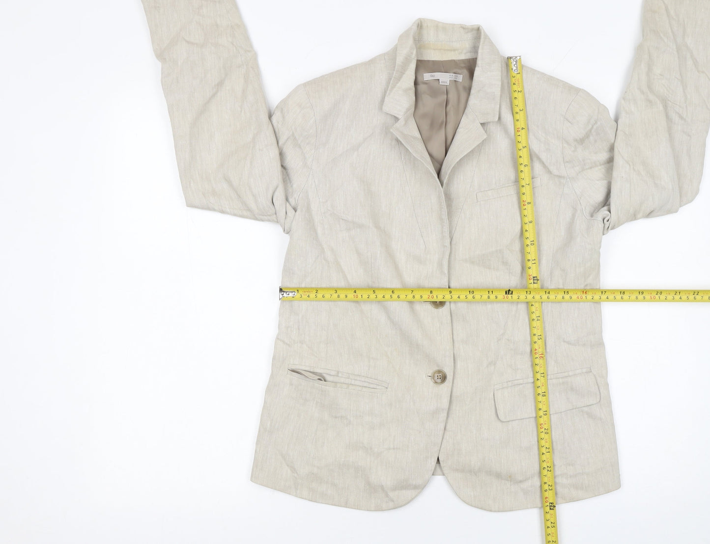 Gap Women Beige Linen Blend Two-Button Blazer UK 10
