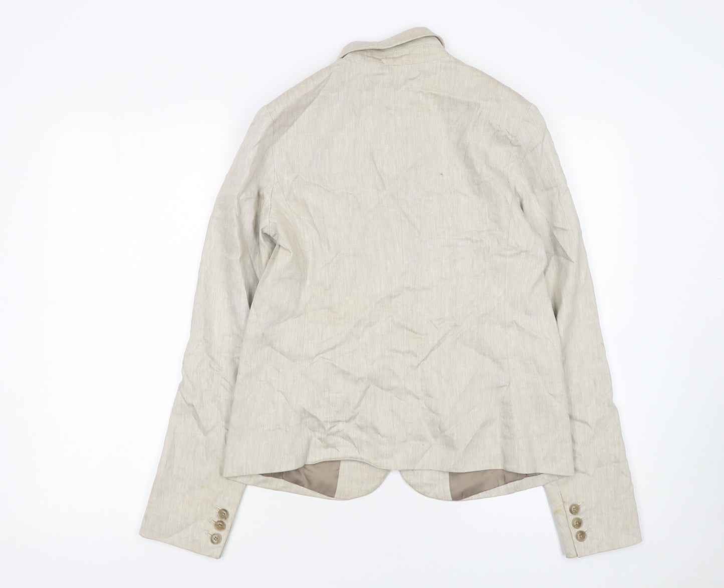 Gap Women Beige Linen Blend Two-Button Blazer UK 10