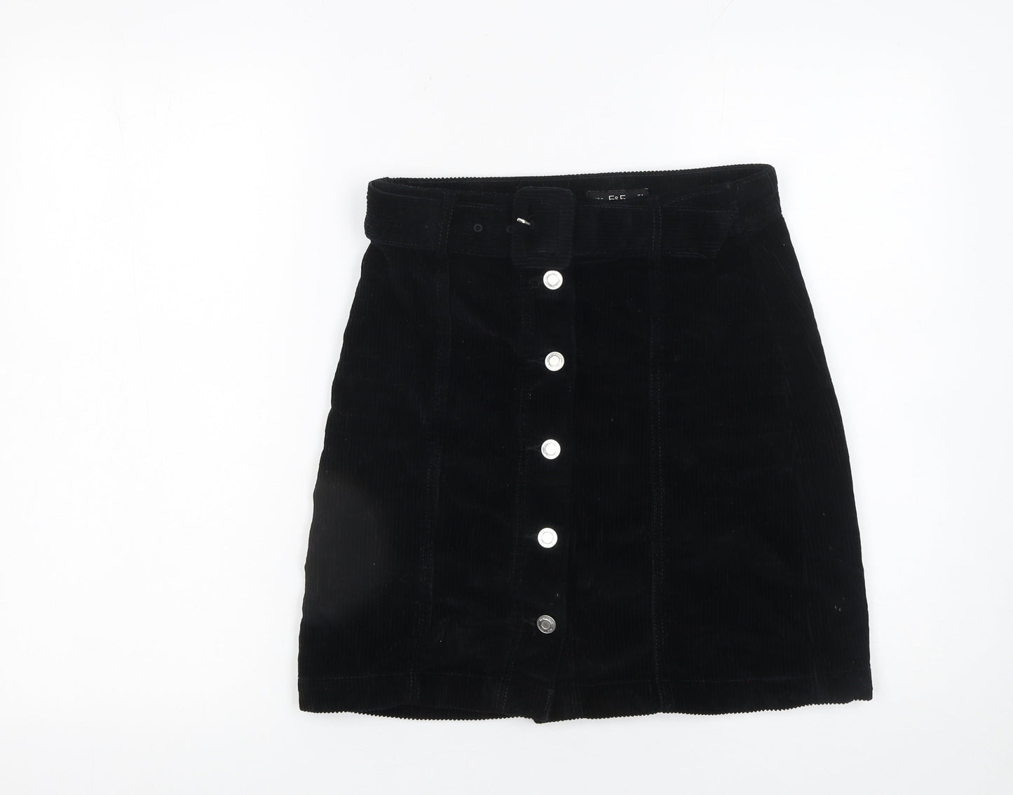 F&F Women's Black Corduroy A-Line Mini Skirt Size 6