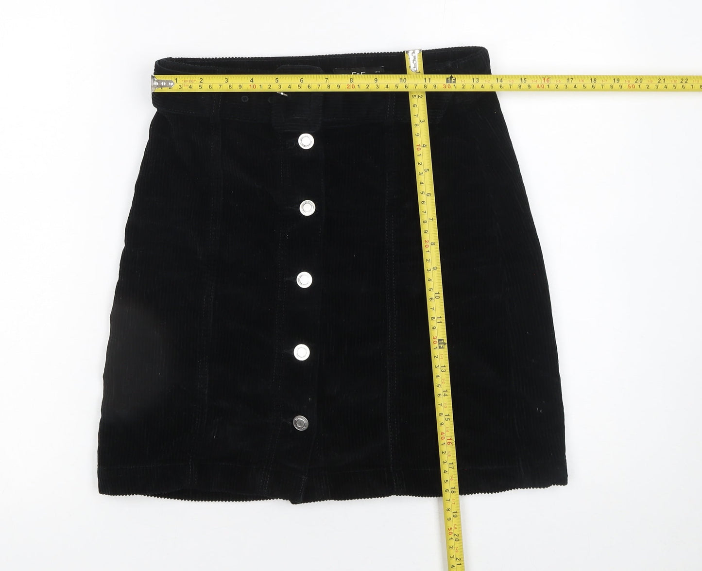 F&F Women's Black Corduroy A-Line Mini Skirt Size 6