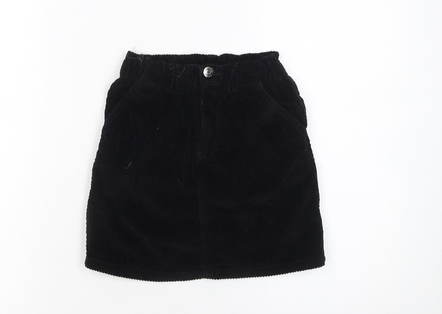 George Girls Black Corduroy Short Skirt 6-7 Years Elastic Waist