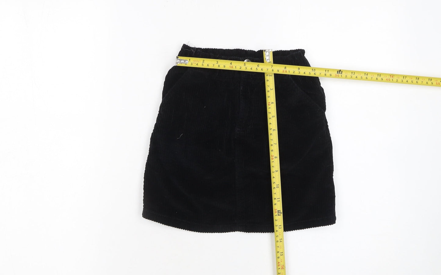 George Girls Black Corduroy Short Skirt 6-7 Years Elastic Waist