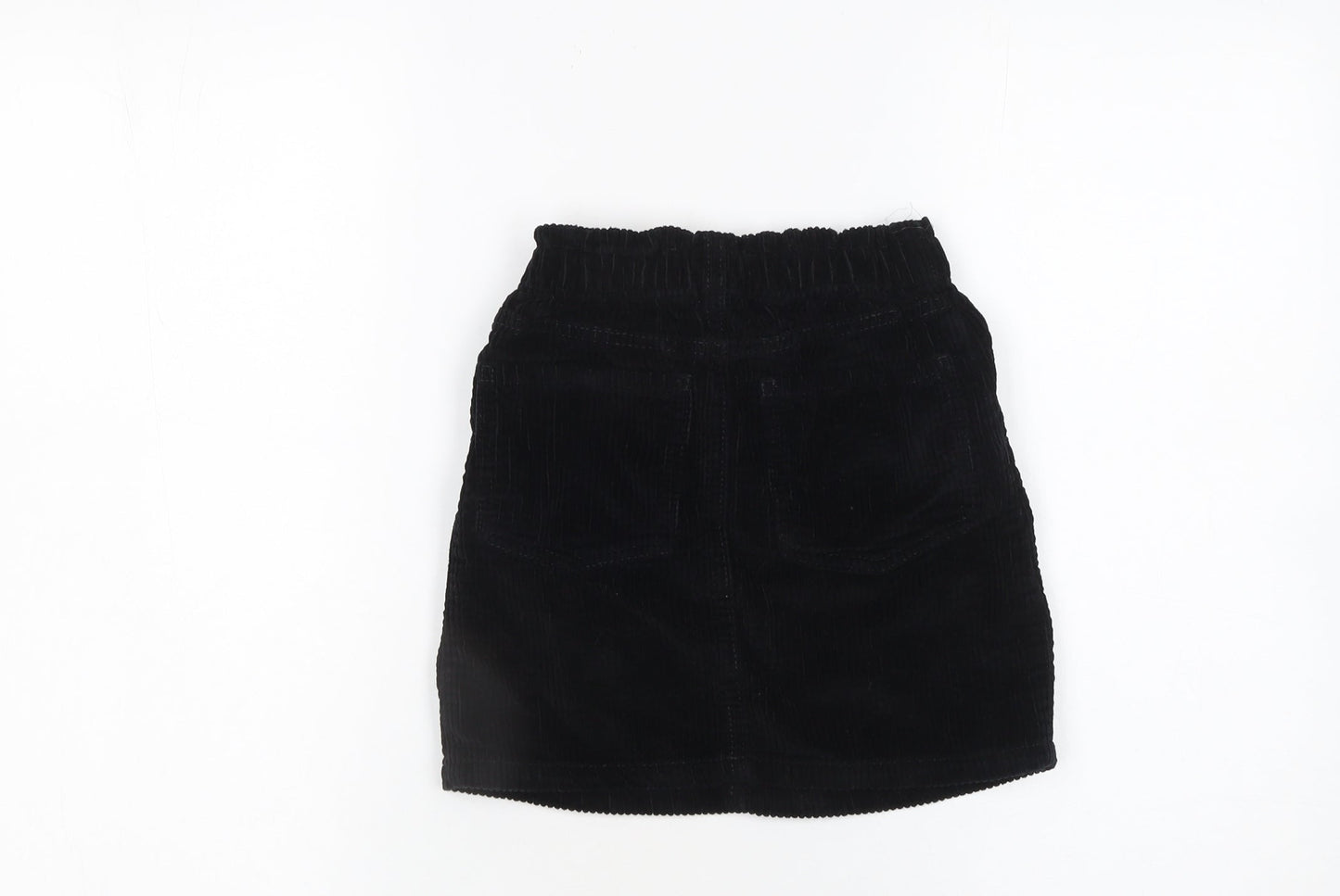 George Girls Black Corduroy Short Skirt 6-7 Years Elastic Waist