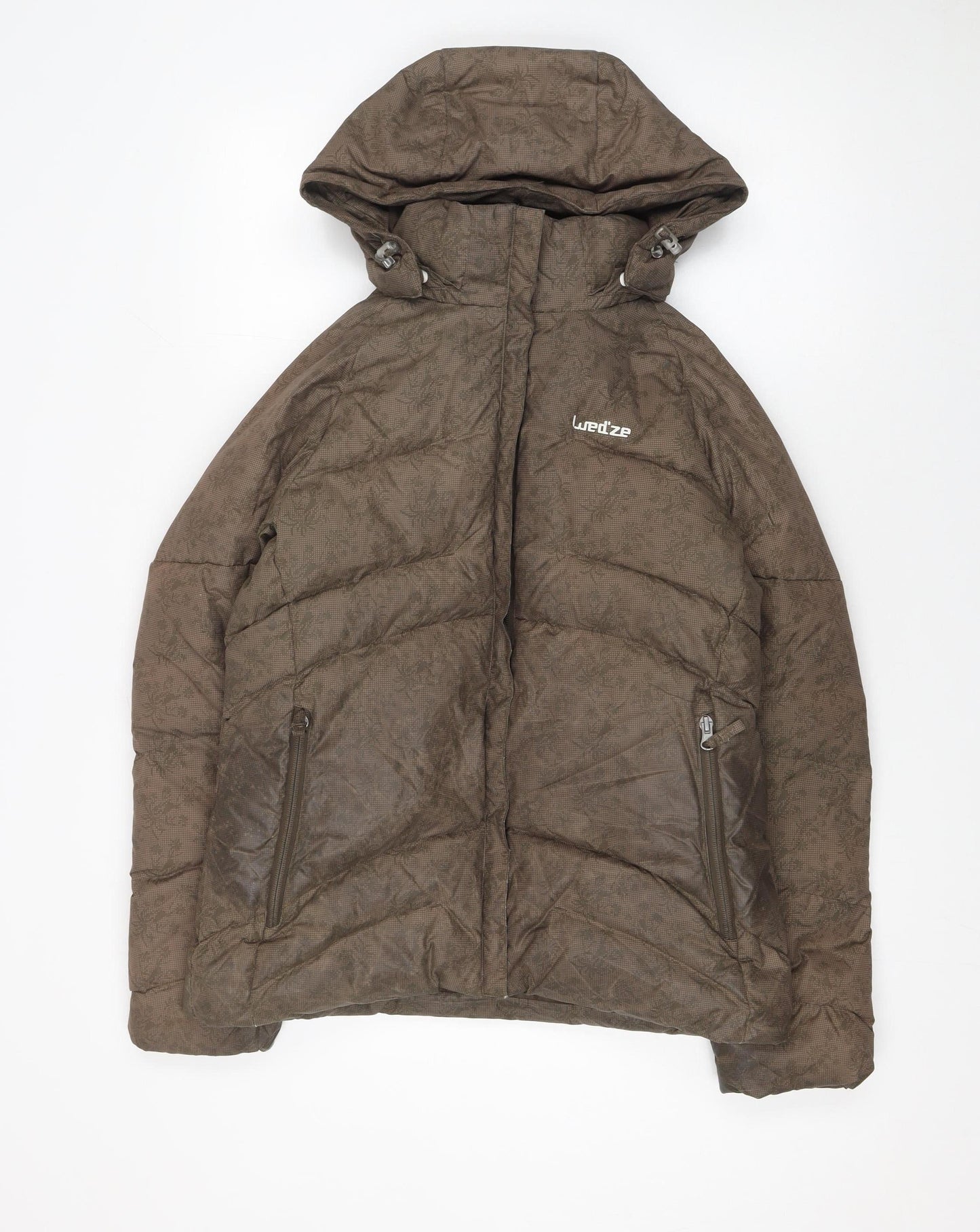 Wedze Women Brown Hooded Puffer Jacket Size 12 Winter Coat