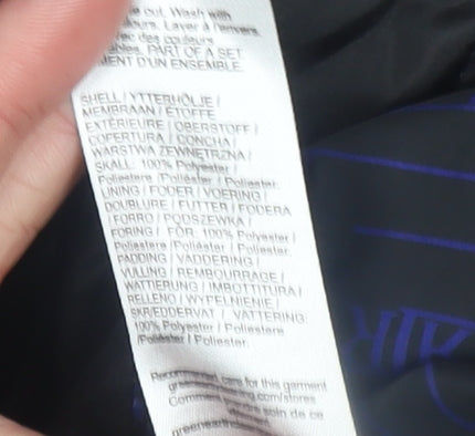 River Island Boys Black Blue Hooded Puffer Jacket 15-16 Years Polyester