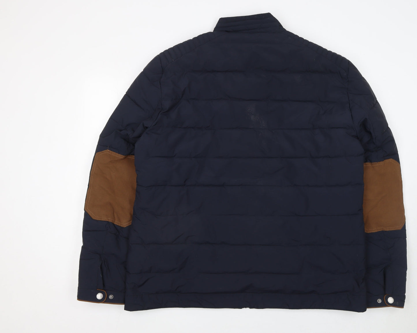 Armand Thiery Men's Blue 3XL Puffer Jacket with Brown Trim