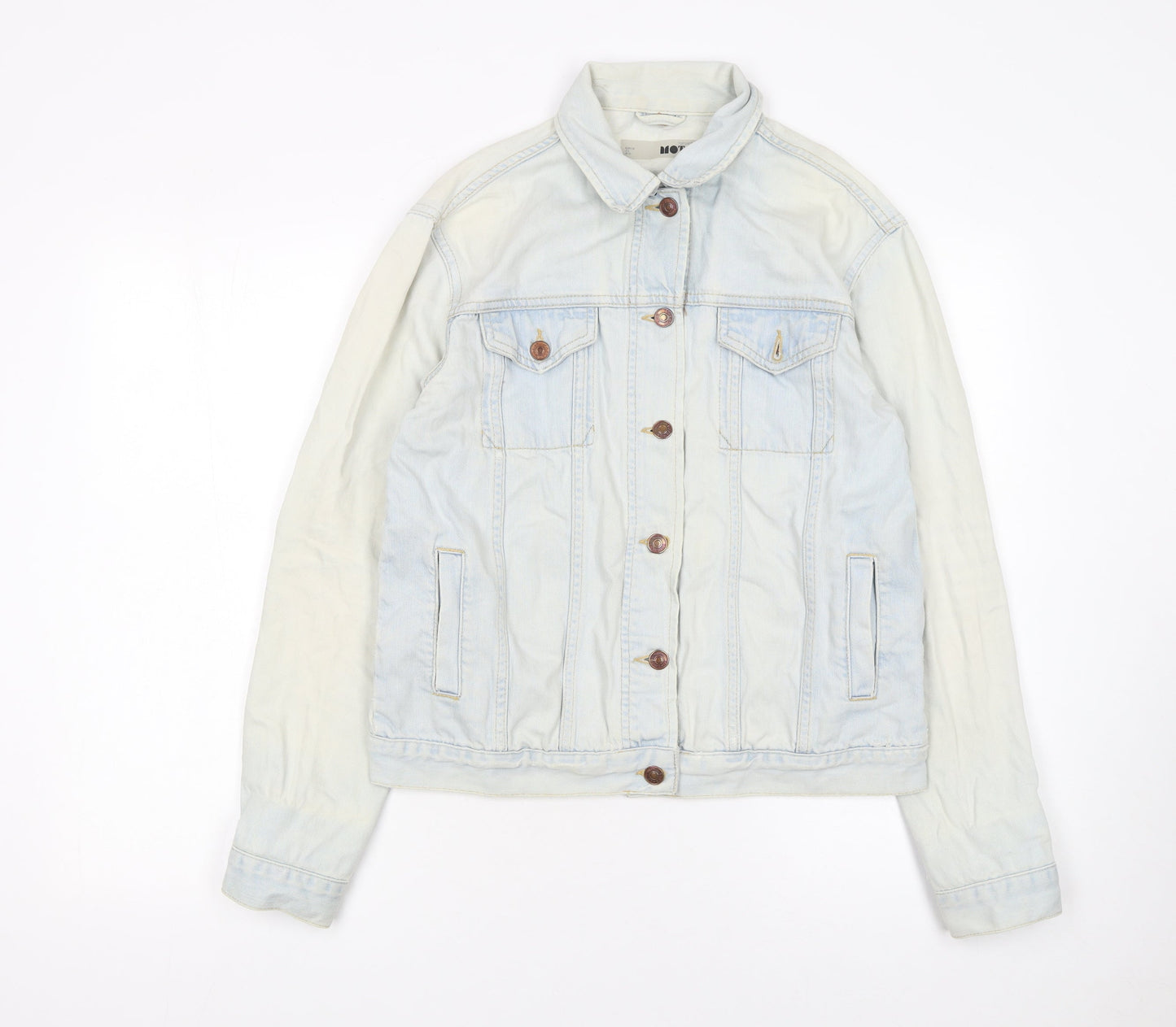 Topshop Moto Women's Light Blue Denim Jacket UK 10 Classic Button-Up