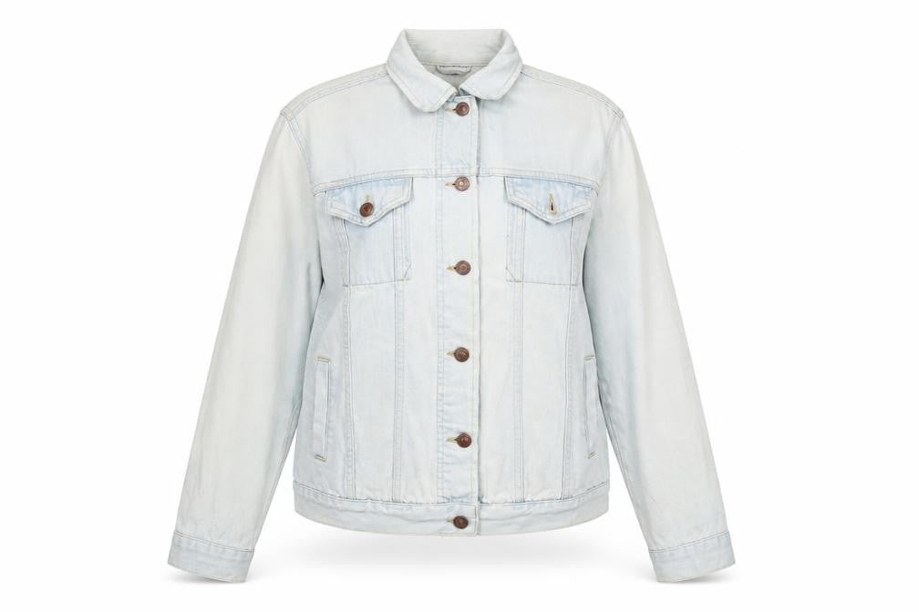 Topshop Moto Women's Light Blue Denim Jacket UK 10 Classic Button-Up