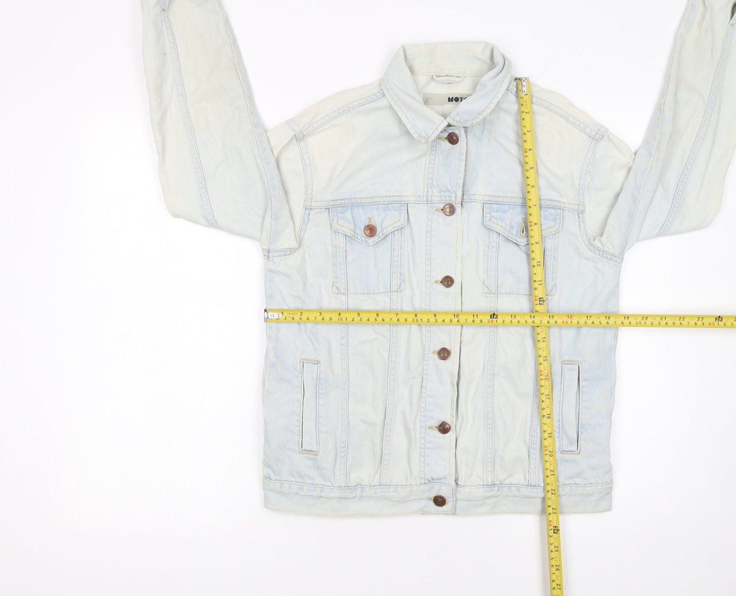 Topshop Moto Women's Light Blue Denim Jacket UK 10 Classic Button-Up