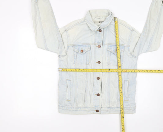 Topshop Moto Women's Light Blue Denim Jacket UK 10 Classic Button-Up