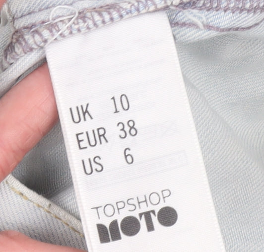 Topshop Moto Women's Light Blue Denim Jacket UK 10 Classic Button-Up