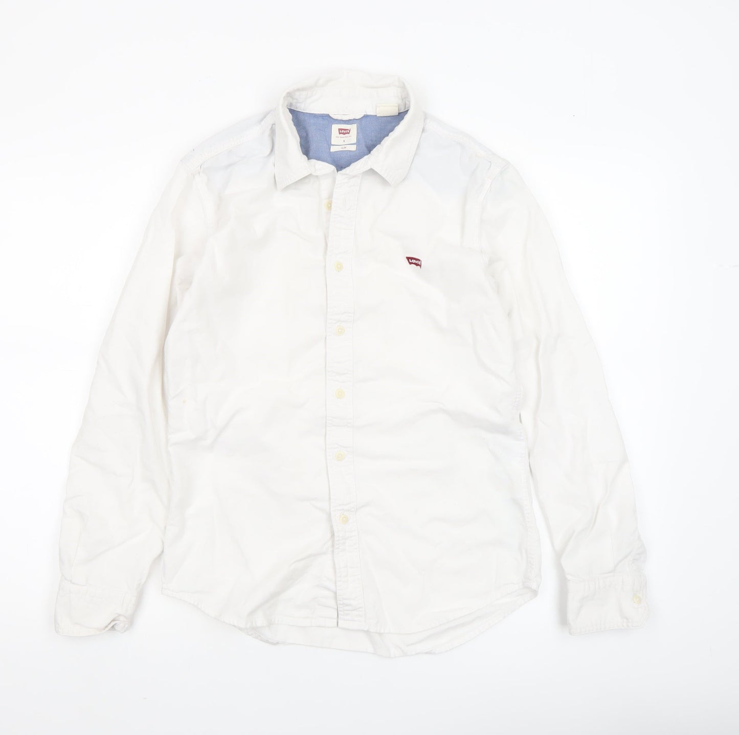Levi's Men White Slim Fit Long Sleeve Cotton Button-Up Shirt S