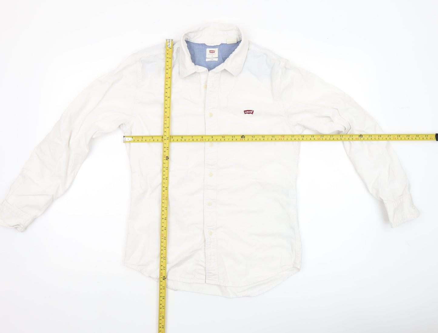 Levi's Men White Slim Fit Long Sleeve Cotton Button-Up Shirt S