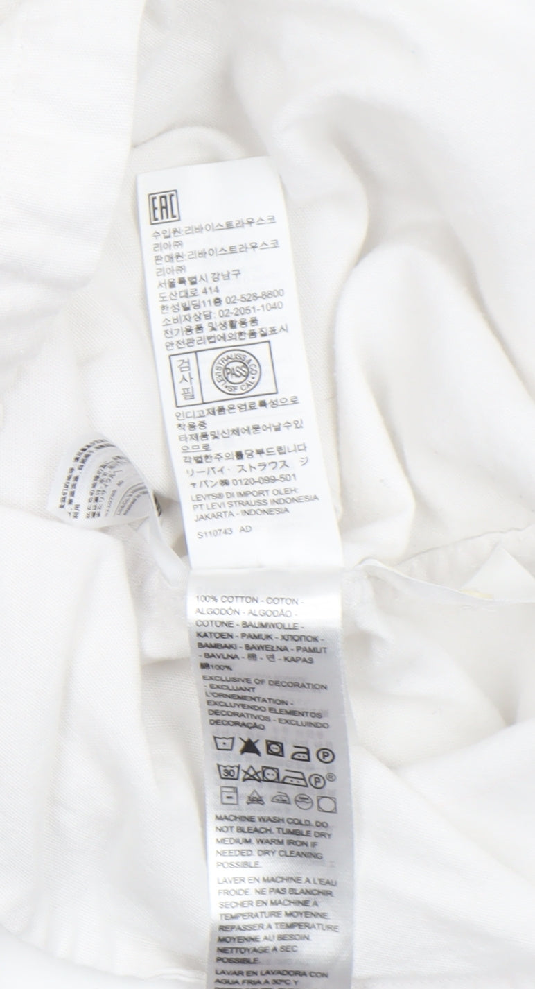 Levi's Men White Slim Fit Long Sleeve Cotton Button-Up Shirt S