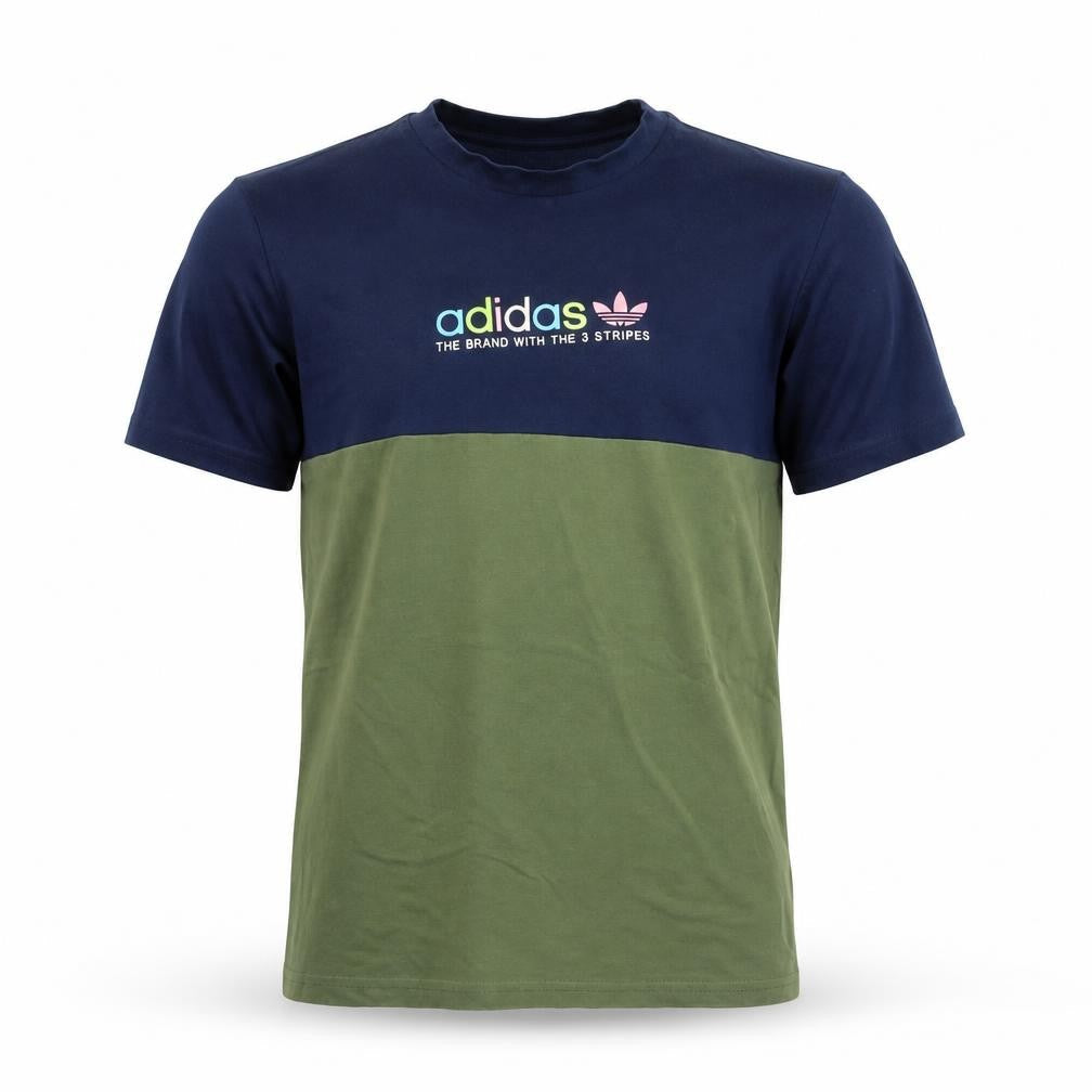 Front view of adidas Men's Multicoloured M Colourblock Crew Neck T-Shirt