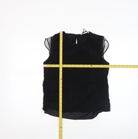 Coast Women's Black Sleeveless Round Neck Viscose Blouse Size 12