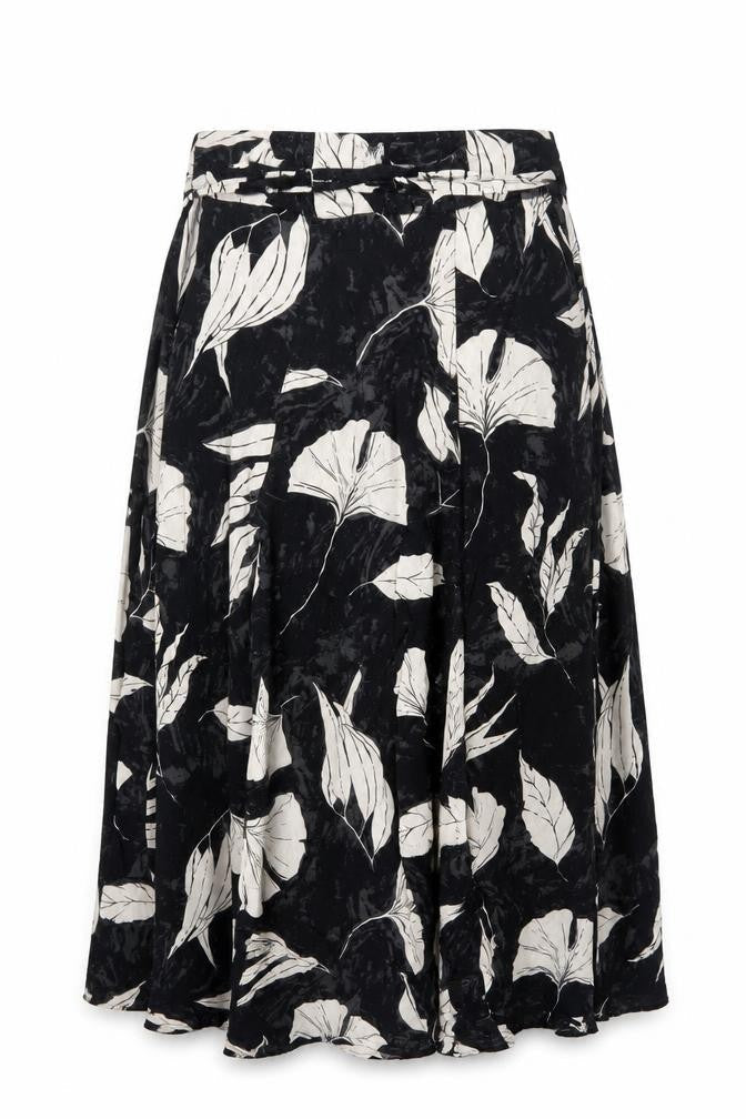FatFace Womens Black Floral Midi A-Line Skirt Size 8