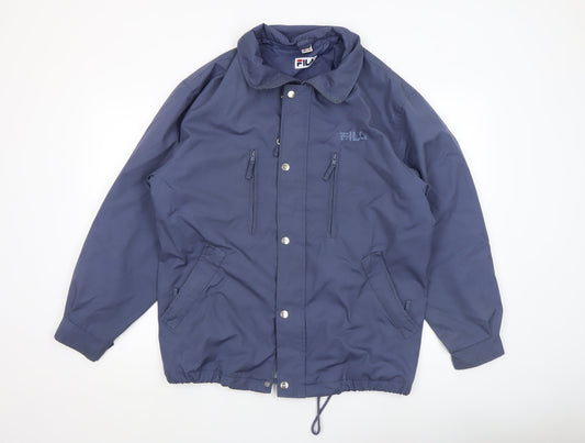 Fila Mens Blue XS Vintage Bomber Jacket Lined Polyester Zip-Up