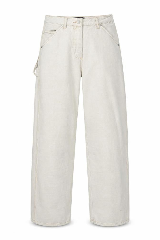 Front view of ASOS Women’s Beige Straight Leg Jeans, size UK 10, Cotton 28W 32L