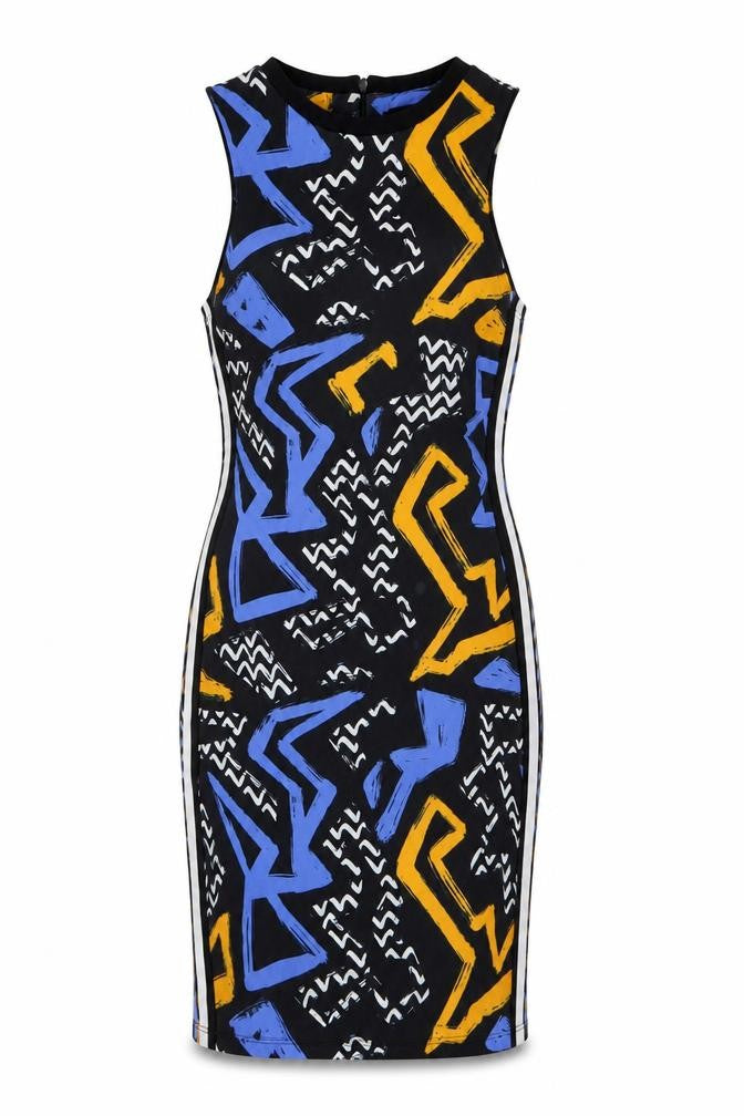 Topshop Women's Multicoloured Bodycon Dress Size 10 Retro Geometric Print