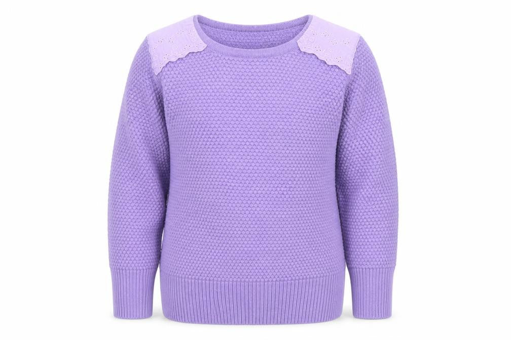 Nicholas & Bears Girls Purple Wool-Blend Jumper Size 2Y with Embroidered Detail
