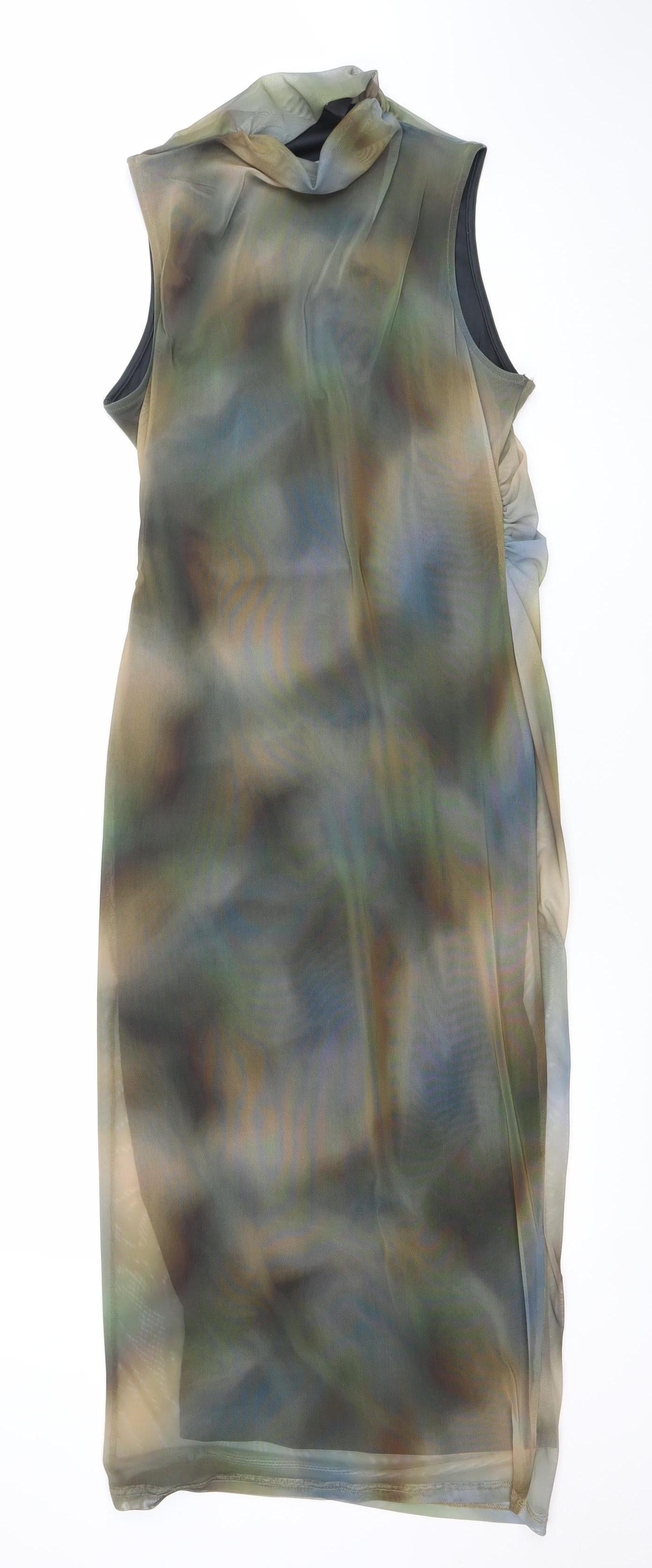Primark Women’s Multicoloured Sleeveless Ruched Bodycon Long Dress Size 12-14