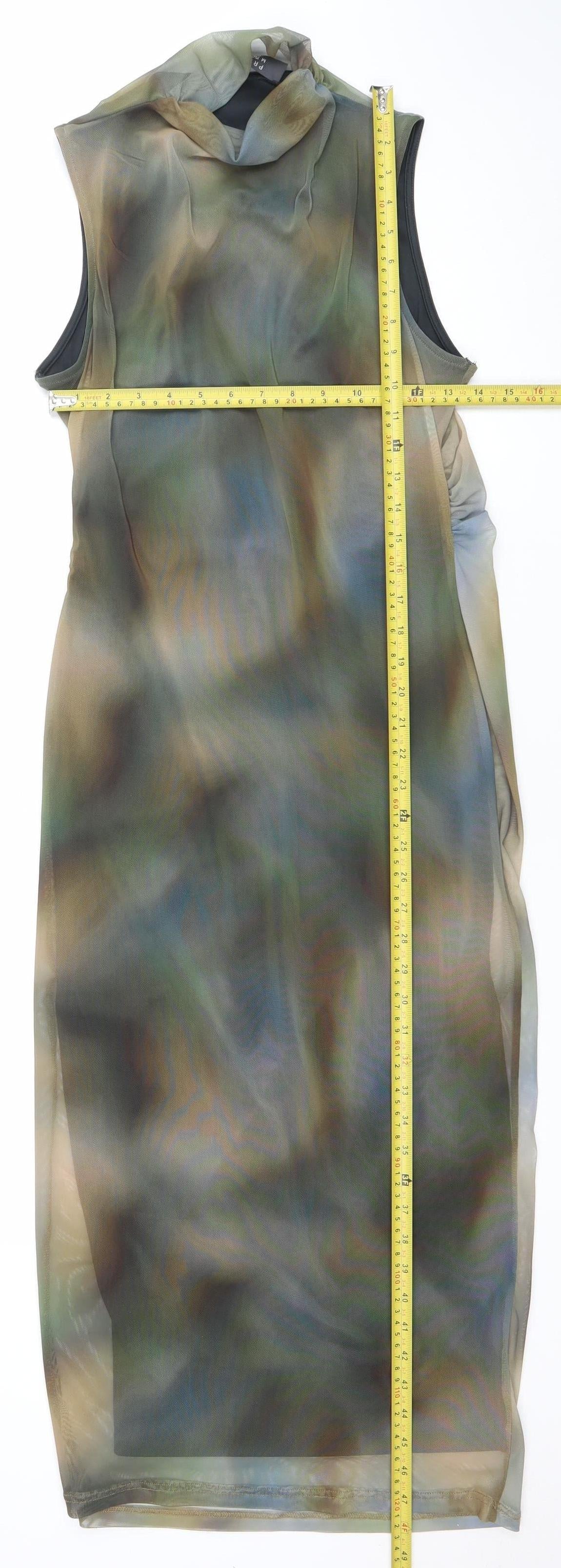 Primark Women’s Multicoloured Sleeveless Ruched Bodycon Long Dress Size 12-14