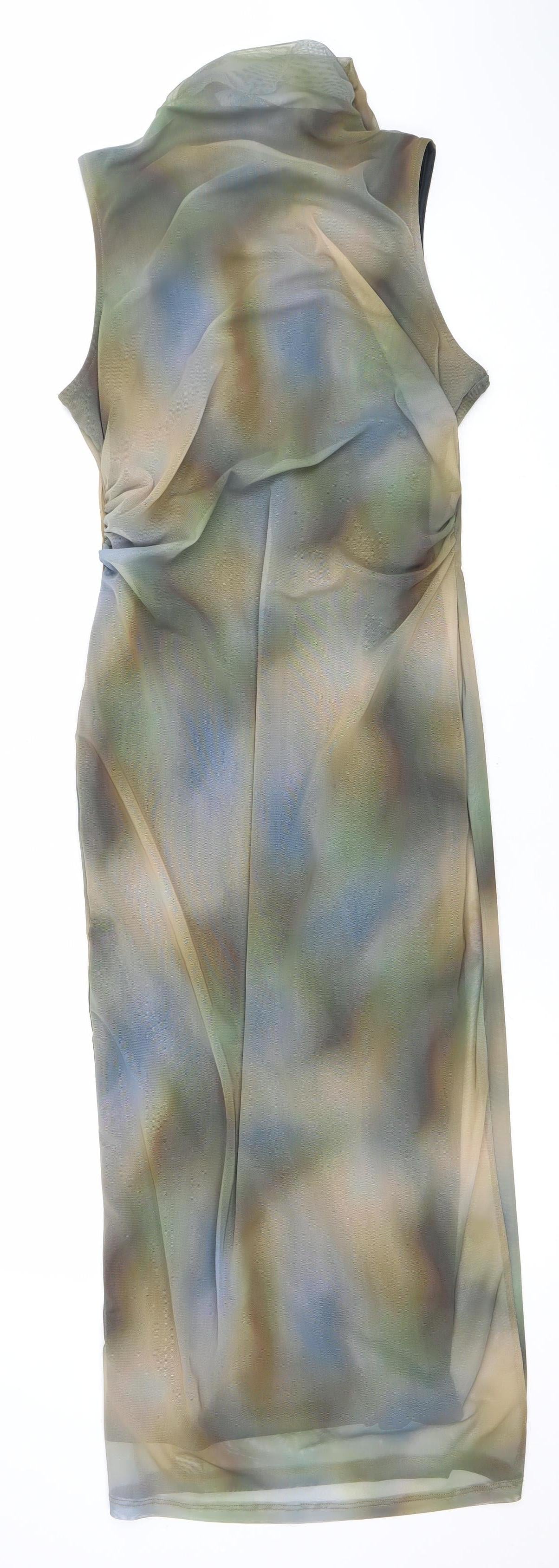 Primark Women’s Multicoloured Sleeveless Ruched Bodycon Long Dress Size 12-14
