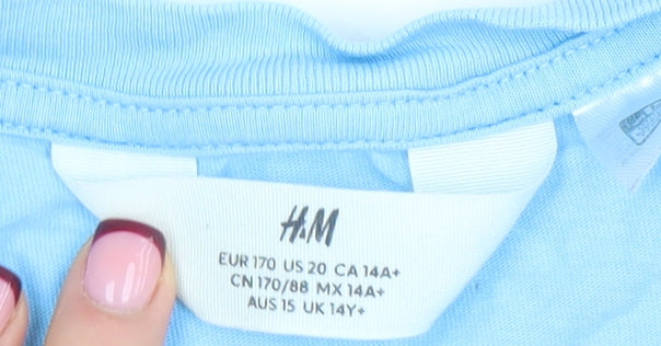 H&M Boys Blue PlayStation Graphic T-Shirt 14 Years Short Sleeve Cotton