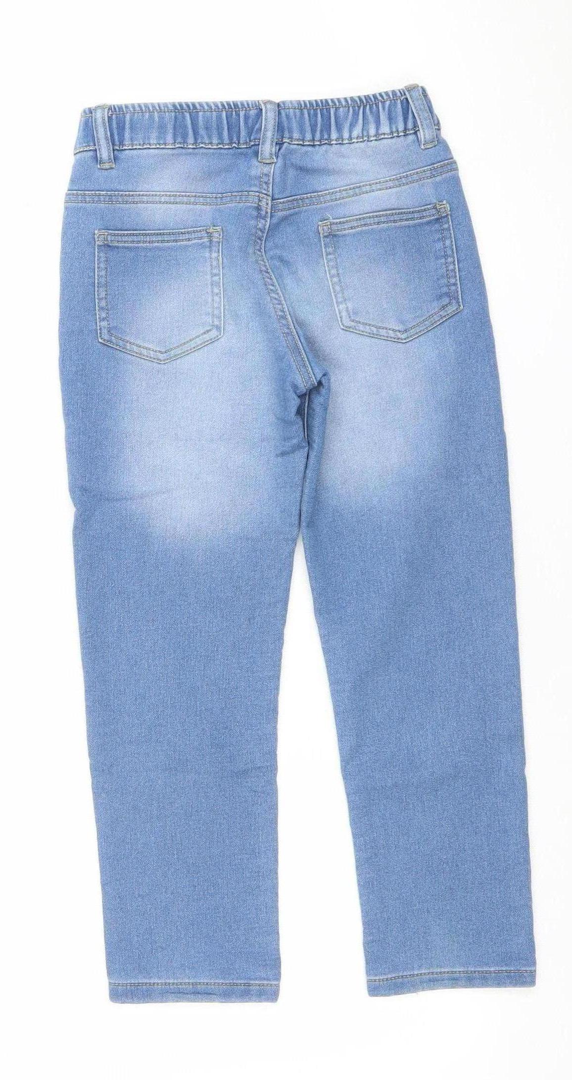 Dunnes Stores Boys Blue Stretch Denim Jeans 6-7 Years Elastic Waist Straight Fit