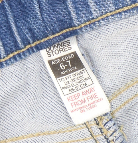 Dunnes Stores Boys Blue Stretch Denim Jeans 6-7 Years Elastic Waist Straight Fit