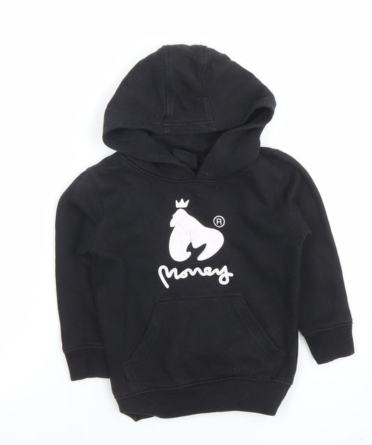 Money Boys Black Pullover Hoodie Medium Cotton Blend Logo Print