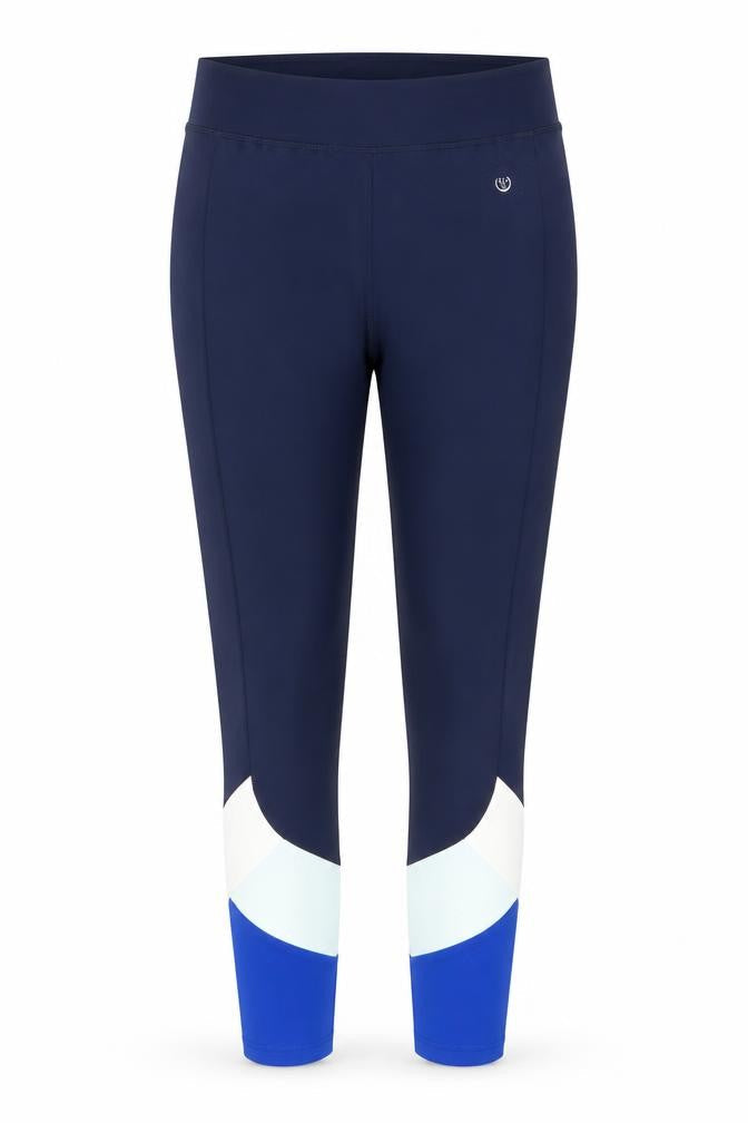 Front view of Dunnes Women Blue Colourblock Performance Leggings L