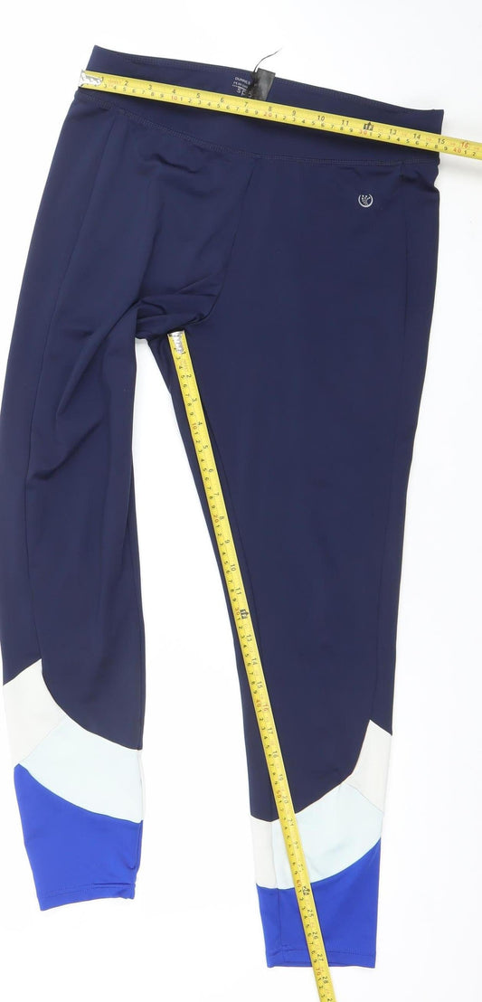 Dunnes Stores Women Blue Colourblock Performance Leggings L