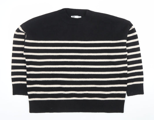 ZARA Women’s Black & White Striped Knit Jumper Size 10